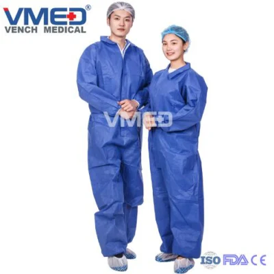 Chemical Microporous Impervious Waterproof SMS/Industry/Hospital/Lab/Safety Nonwoven Disposable Coverall, Nonwoven Disposable Coverall