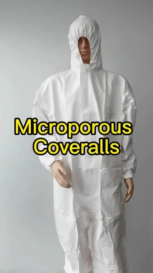 Microporous Safety Protective Chemical Disposable Coverall with Hoodie & Booties