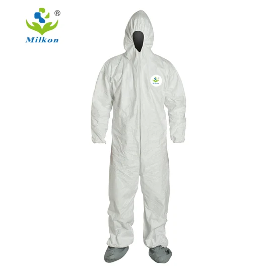 White 50PCS Per Carton M, L, XL, XXL, Xxxl, Xxxxl Protection SMS Hazmat Chemical Protective Suit