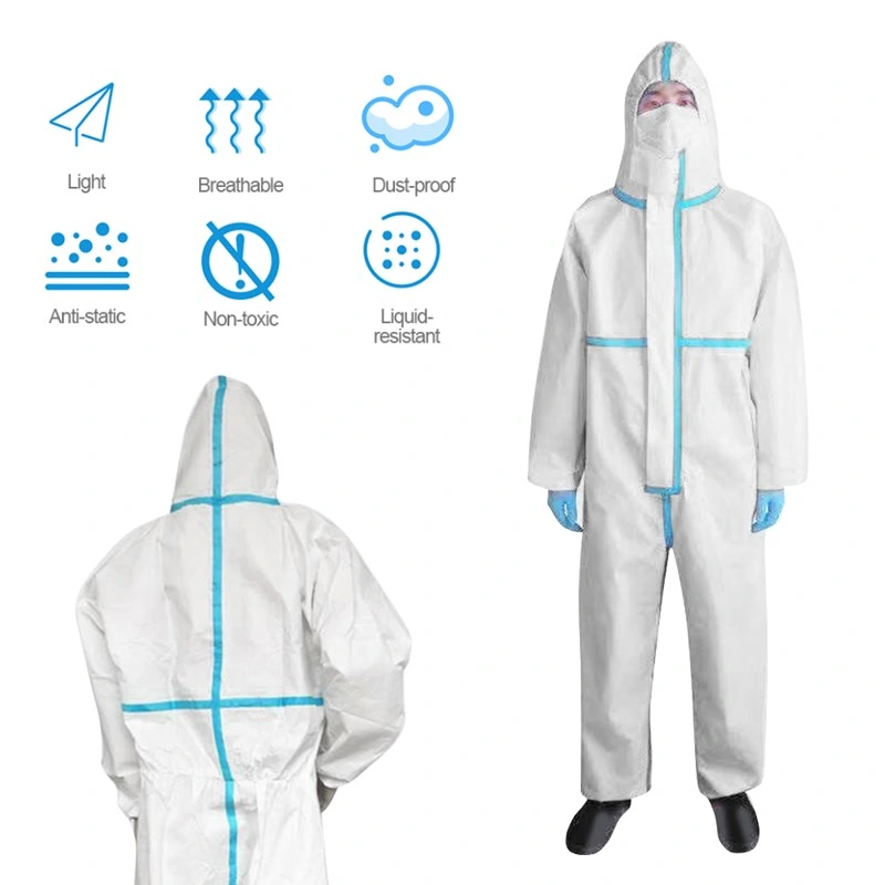 CE Type 4&5&6 En14126 High Quality Waterproof and Breathable Disposable Non Woven Microporous Coverall for The Personal Protective