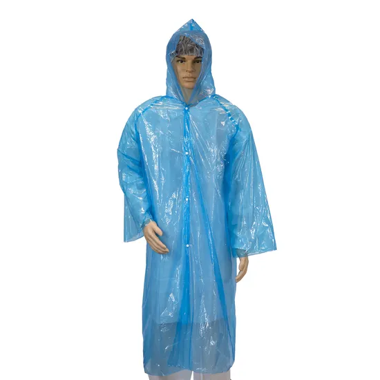 Reusable Traveling/Camping/Outdoor PE Raincoat with Elastic Hood 